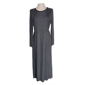 NEW VISION Dress Tie Back Long Sleeve Maxi Dark Gray Plus Size 14